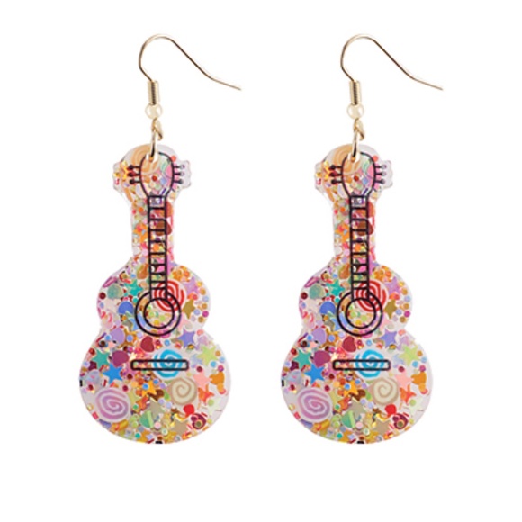 Guitar Resin Dangle Earrings